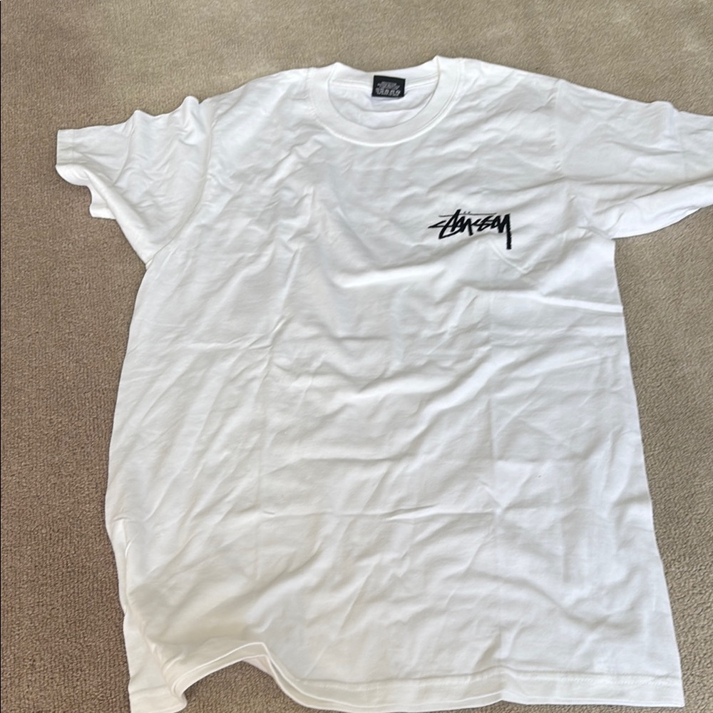 Stussy White Short Sleeve Tee Classic Crew Neck